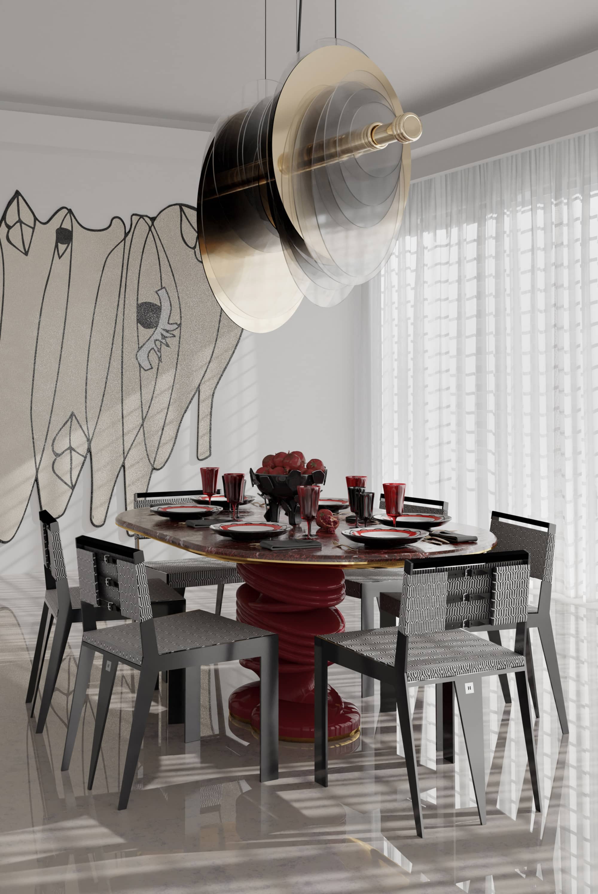 Dining Room In Red Tones