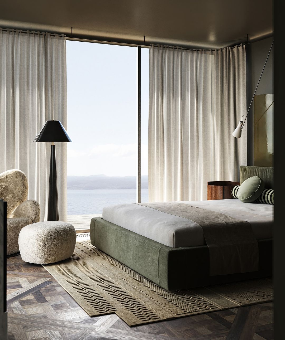 Menizia Rug Enhancing A Modern Bedroom With Luxury Bedroom Rugs