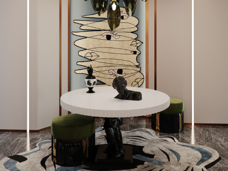 Entryway With A Rug On The Wall