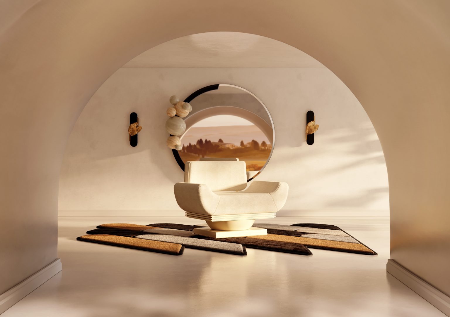 Mid Century Modern Rugs: Living Room With Geometric Rug With Mid Century Vibes