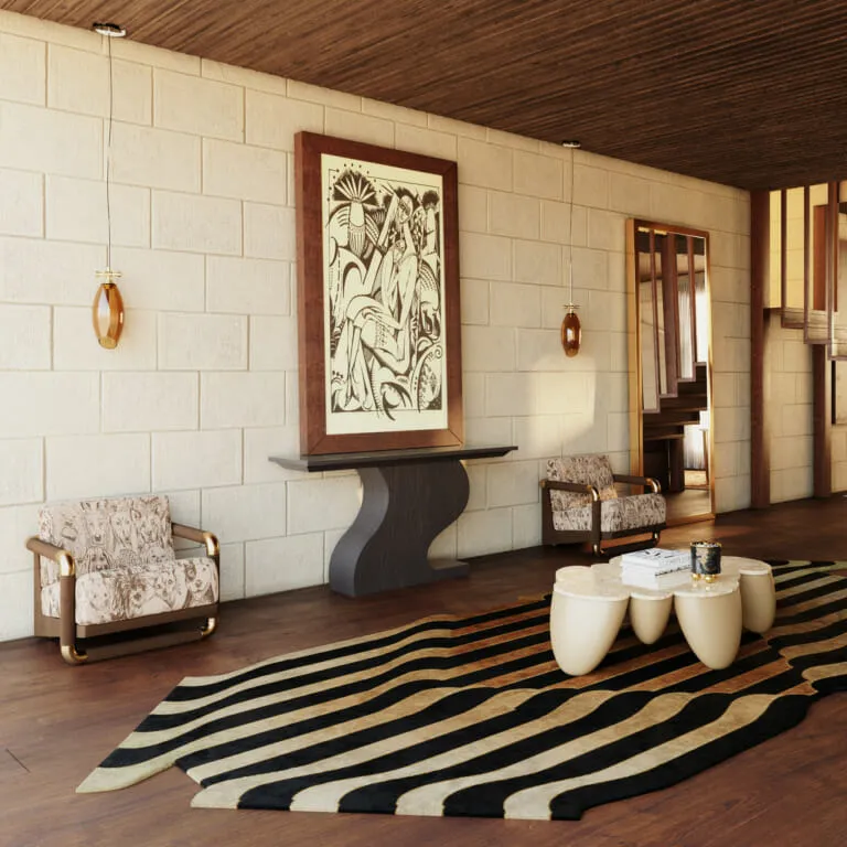 Entryway With A Geometric Rug